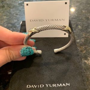 5mm Silver Cable Bracelet Double 14K Gold X Accent